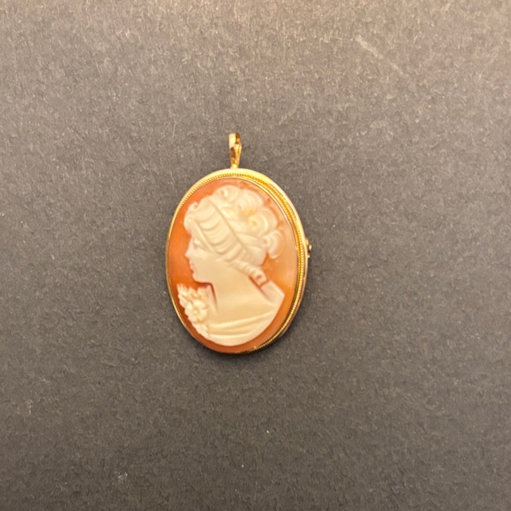 Vintage Gold and Cream Cameo Brooch